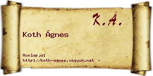 Koth Ágnes névjegykártya